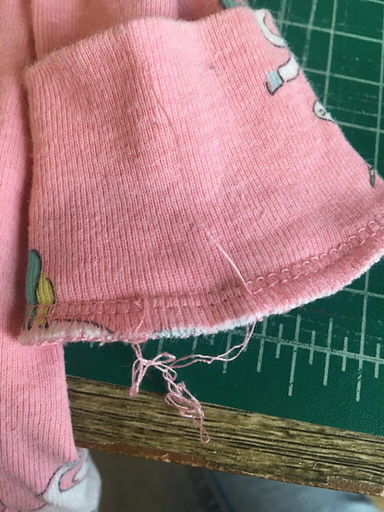 pulling out the stitches of cuff