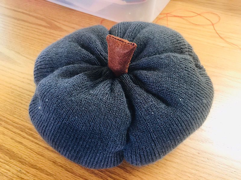 sewing stem to pumpkin