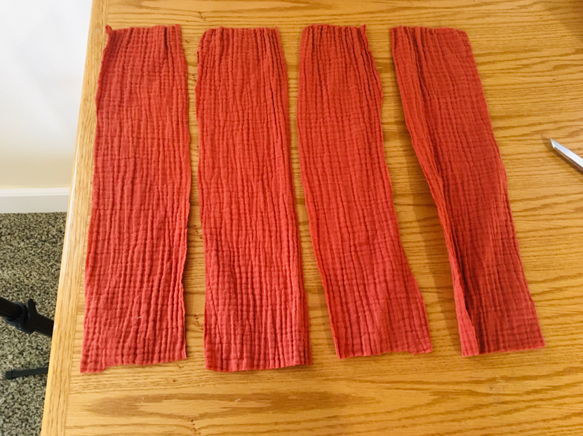 strips cut from sleeves