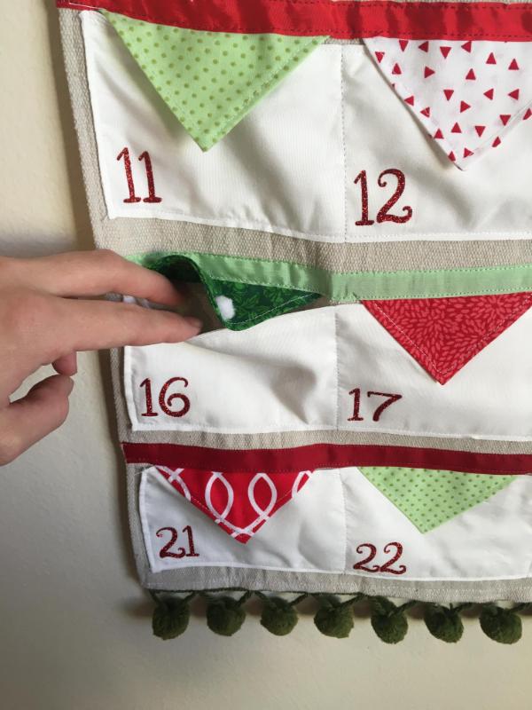 pockets on diy advent calendar