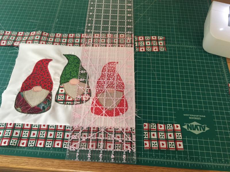 trimming gnome quilt