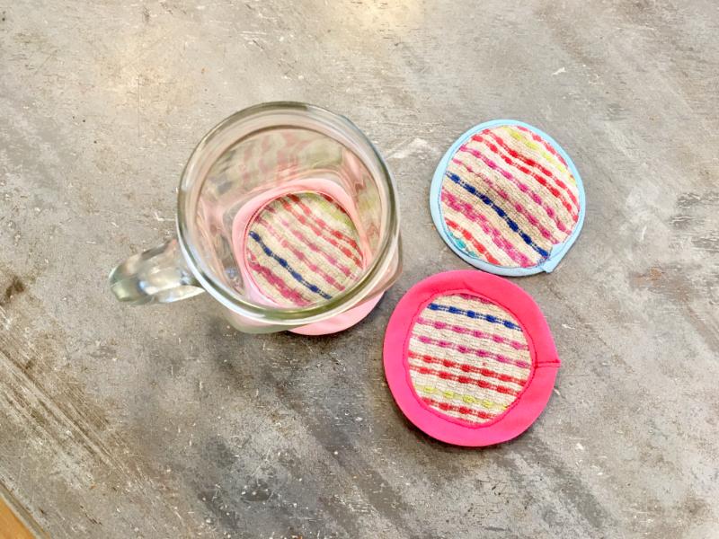 coasters made from an old towel 