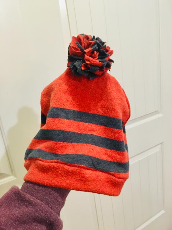 beanie made from a sweater