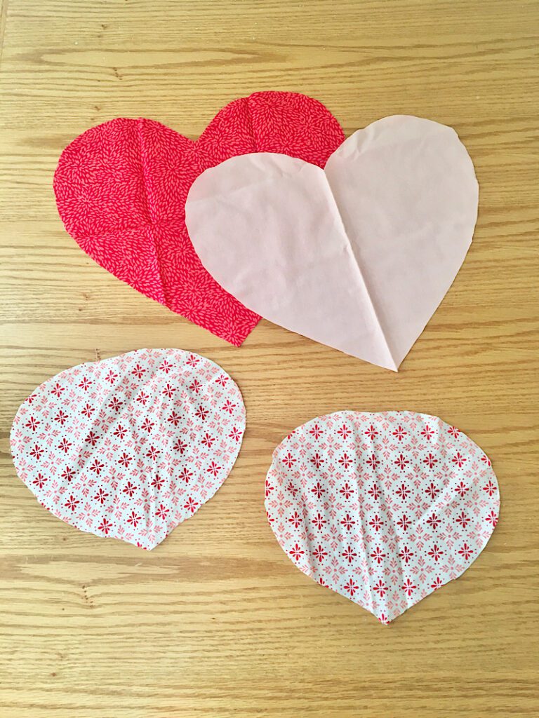 heart pot holder fabric pieces cut out