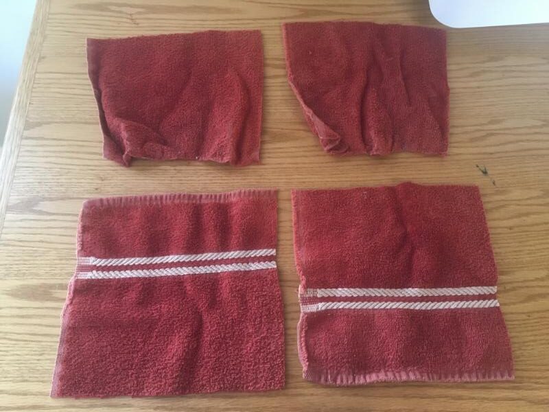 cut towel into squares