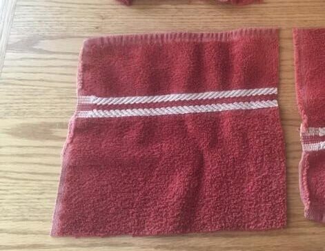 towel cut into a square rag