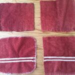 four cleaning rags made from a towel